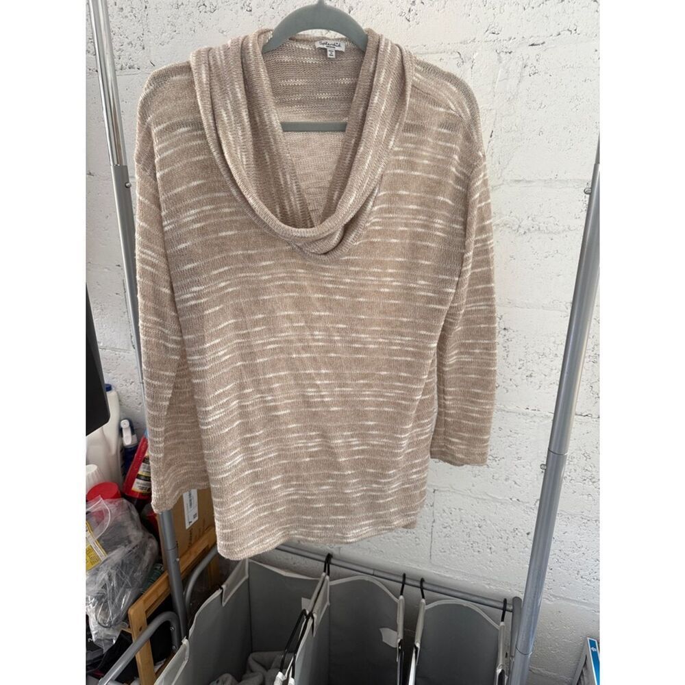 Cozy Neutral Cowl Neck Sweater - Beige SPLENDID - Size Medium LIKE NEW